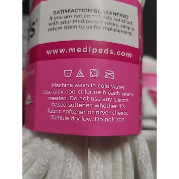 MediPeds Socks Medium 4 Pk 7-10 White Crew Diabetic Cushioned Coolmax New USA - Picture 5 of 6